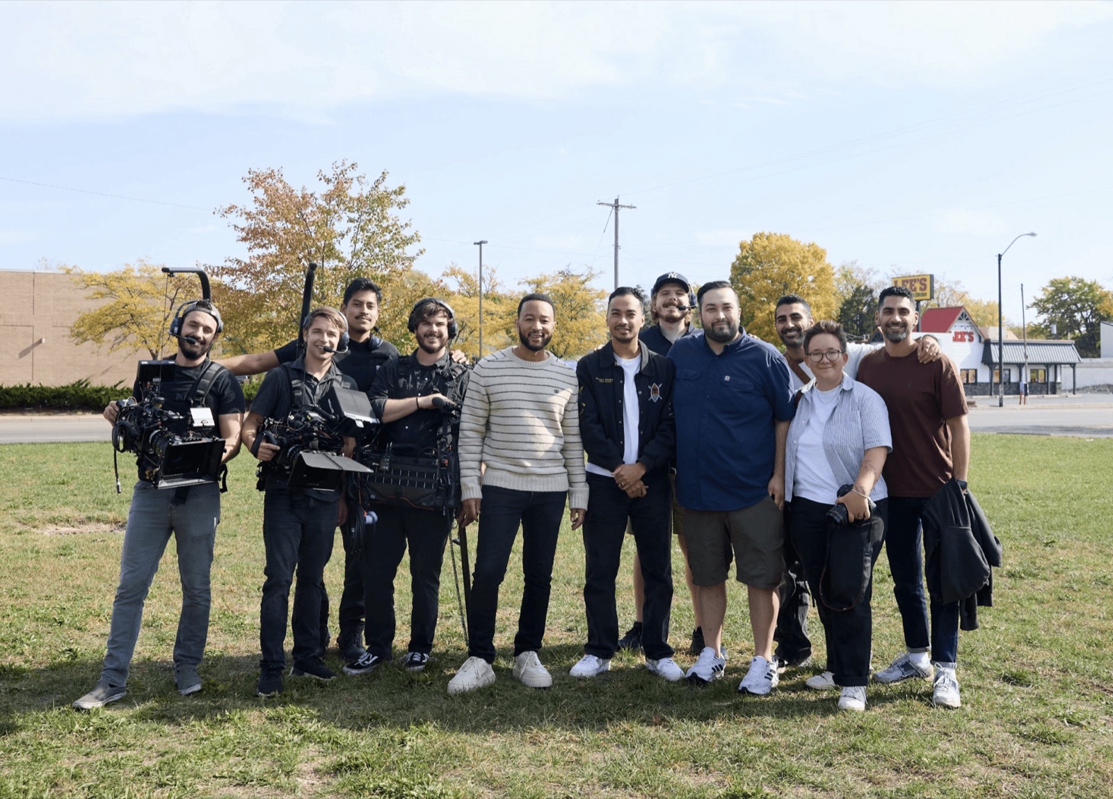 The crew and artists on the Safe shoot